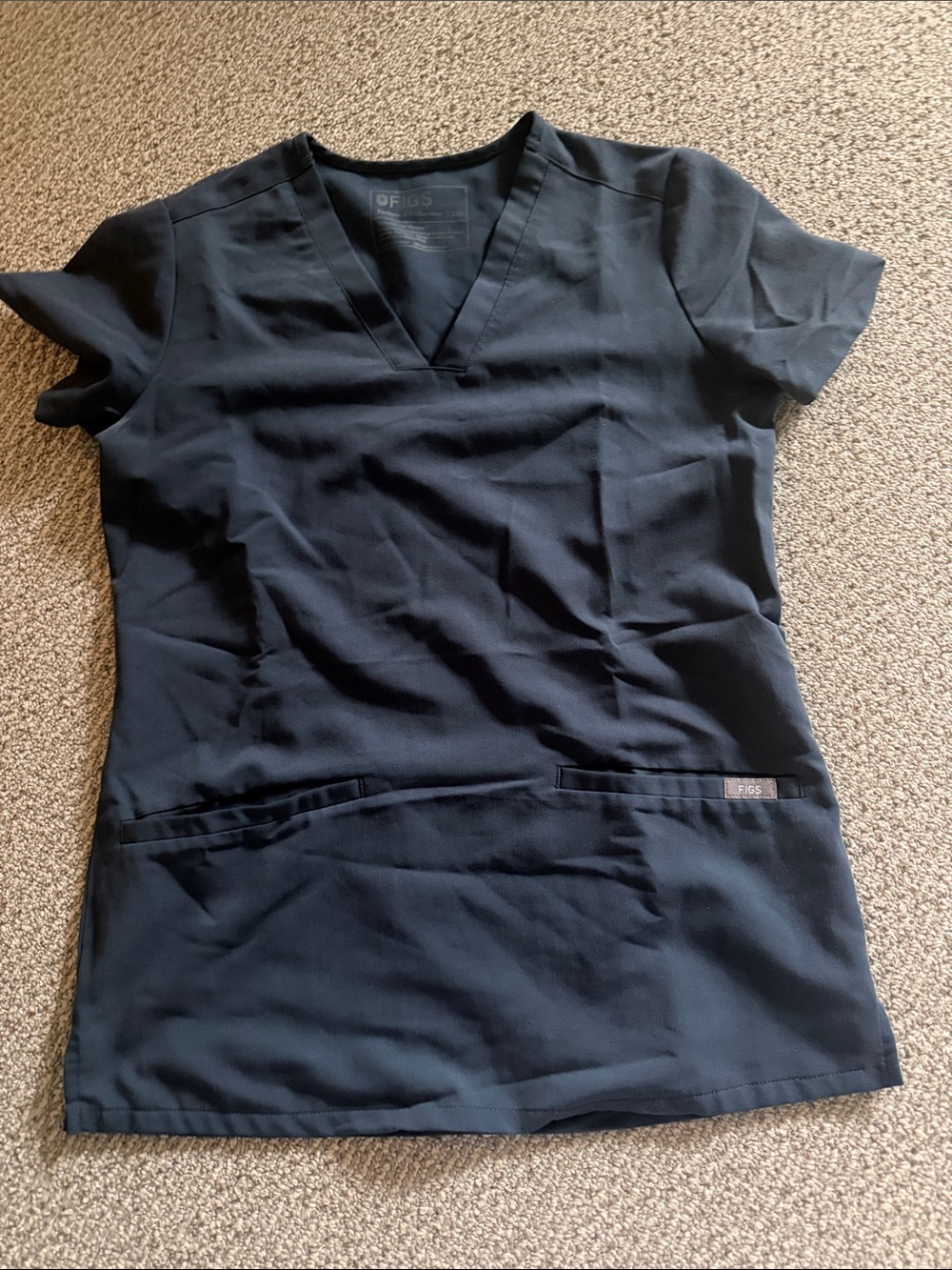 Figs Dark Harbor Short Sleeve V-Neck Scrub Top